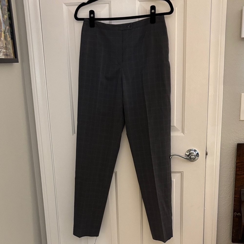 Harve Benard Dark Gray Windowpane Straight-Leg Dress Pants